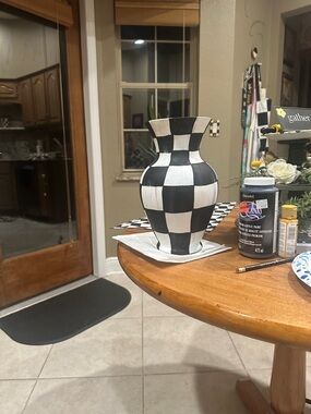 Hand Painted Glass Vase 12” Tall